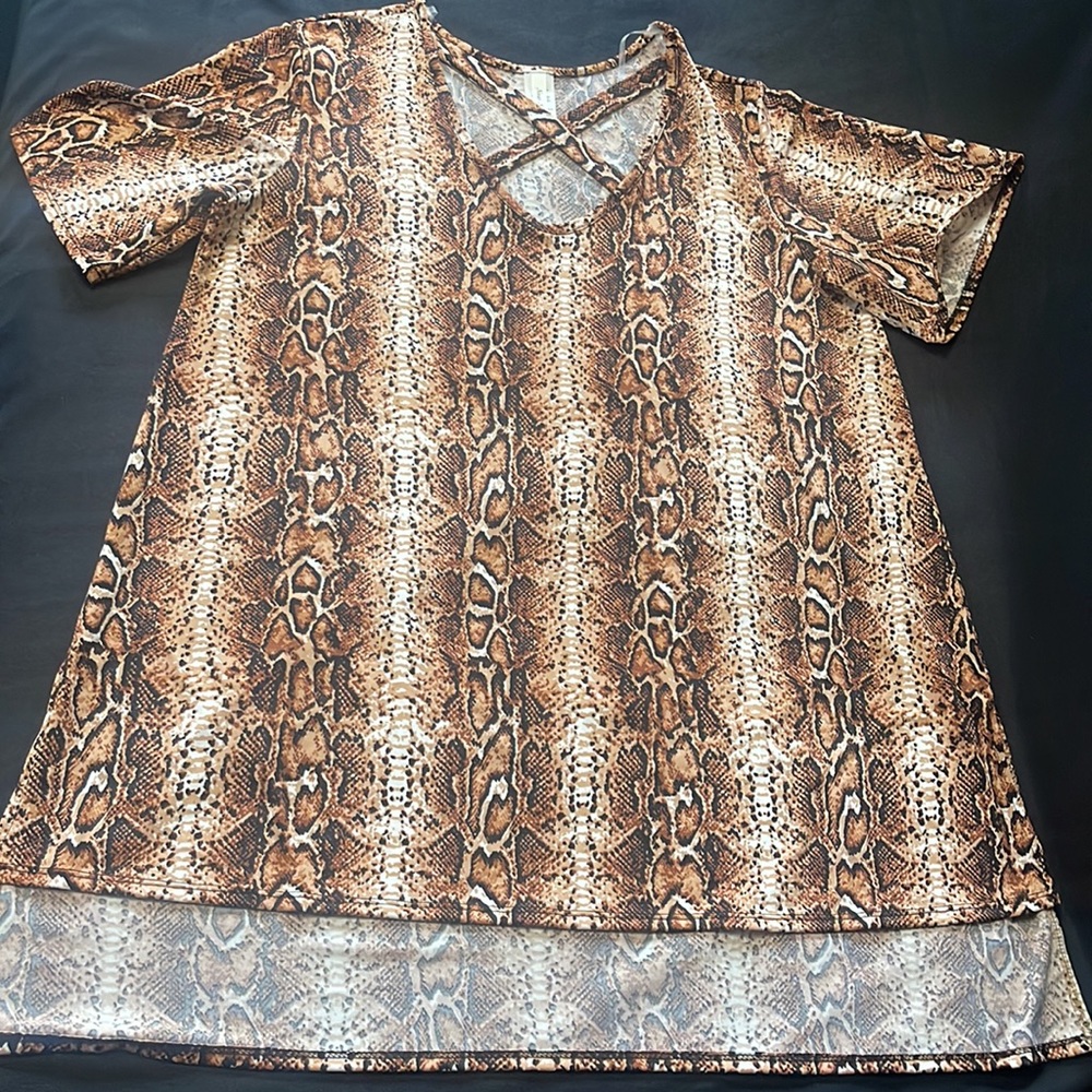 Fierce Snake Skin Print Now N Forever Top - Size 3X